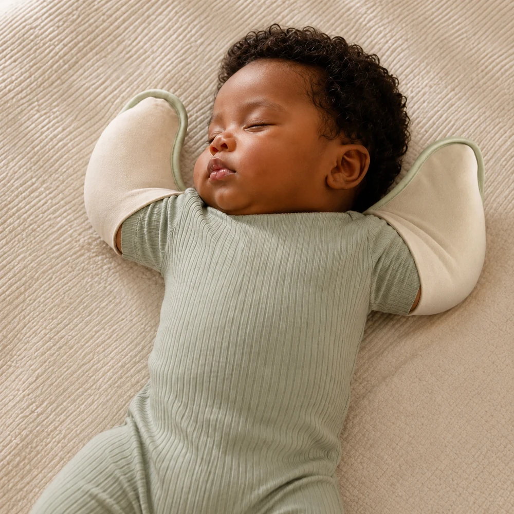 Baby wearing the AVELOOM Bolero Swaddle